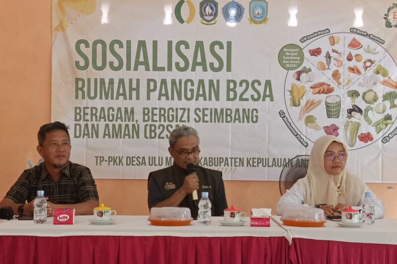 Sosialisasi Rumah Pangan Beragam, Bergizi, Seimbang dan Aman (B2SA) di Gedung Pertemuan Desa Ulu Maras yang di gelar Dinas Ketahanan Pangan, Pertanian dan Kesehatan Hewan Provinsi Kepulauan Riau