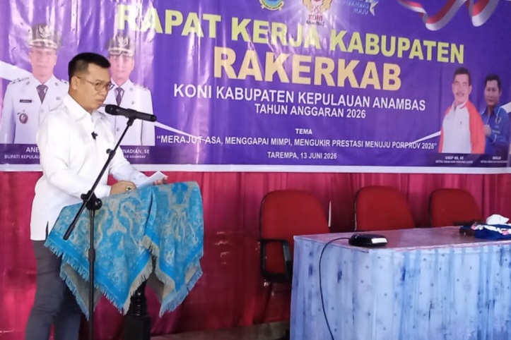 Bupati Aneng membuka Rapat Kerja Kabupaten (Rakerkab) KONI Kabupaten Kepulauan Anambas Tahun Anggaran 2026